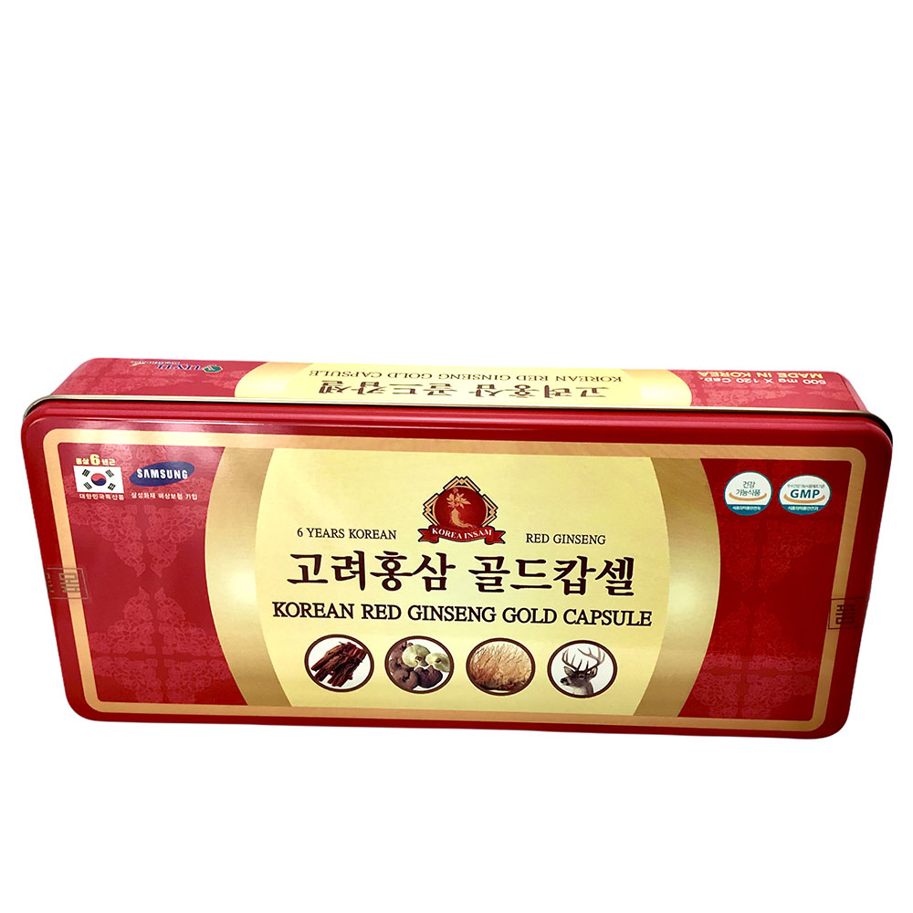 Viên Hồng Sâm Hàn Quôc KOREAN RED GINSENG GOLD CAPSULE (HỘP 120 VIÊN) - Tặng Kẹo Sâm Mềm