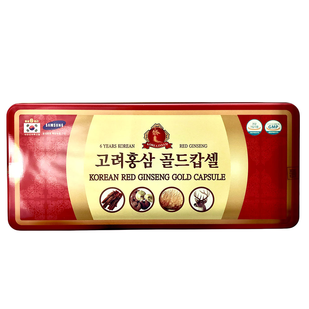 Viên Hồng Sâm Hàn Quôc KOREAN RED GINSENG GOLD CAPSULE (HỘP 120 VIÊN) - Tặng Kẹo Sâm Mềm