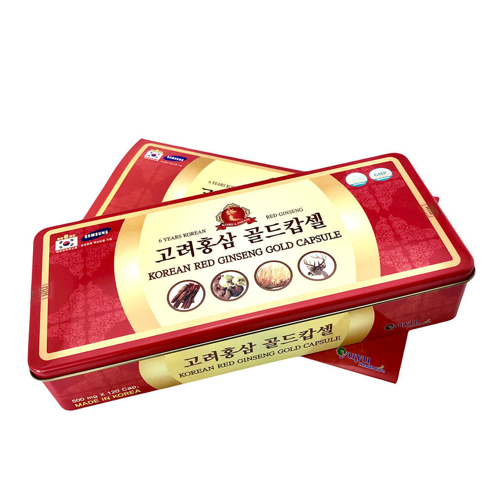 Viên Hồng Sâm Hàn Quôc KOREAN RED GINSENG GOLD CAPSULE (HỘP 120 VIÊN) - Tặng Kẹo Sâm Mềm