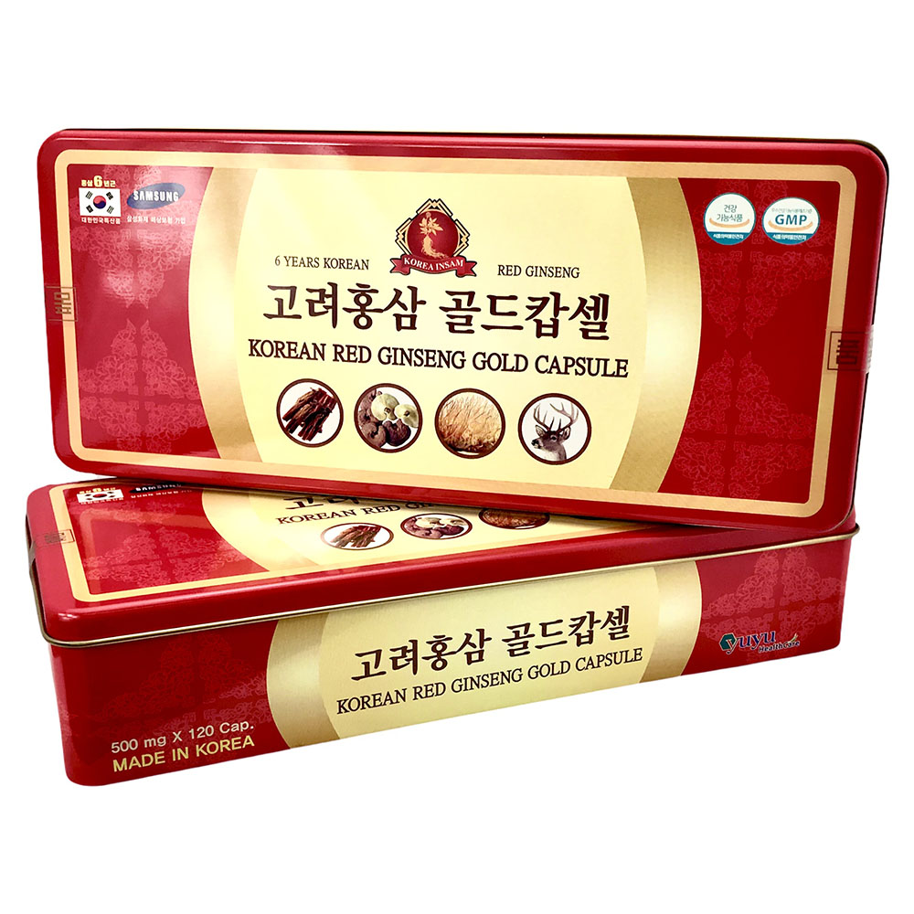 Viên Hồng Sâm Hàn Quôc KOREAN RED GINSENG GOLD CAPSULE (HỘP 120 VIÊN) - Tặng Kẹo Sâm Mềm